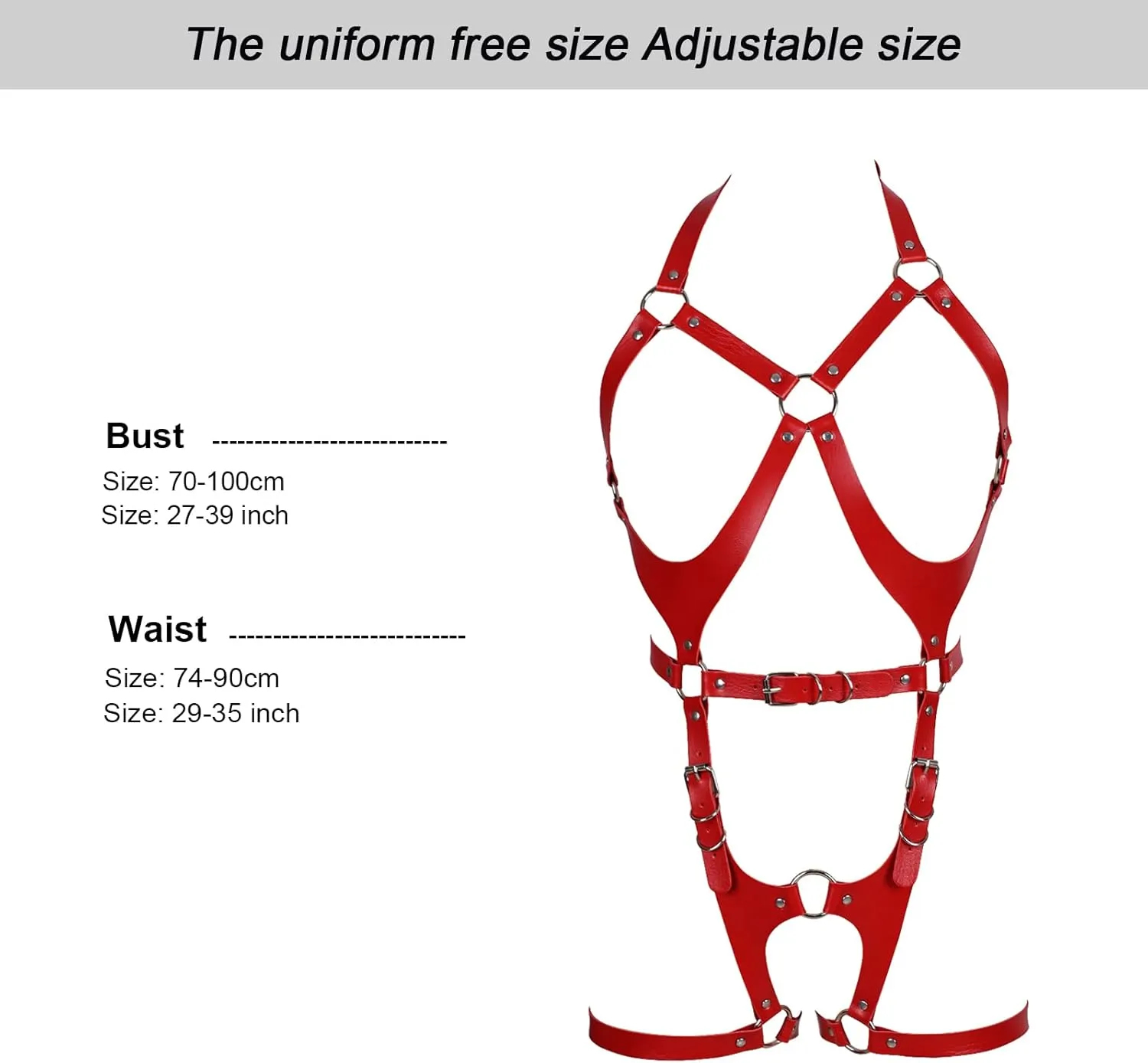 Women Punk Leather Body Harness Lingerie Leg Straps Chest Caged Belt Set Goth Punk Clothing