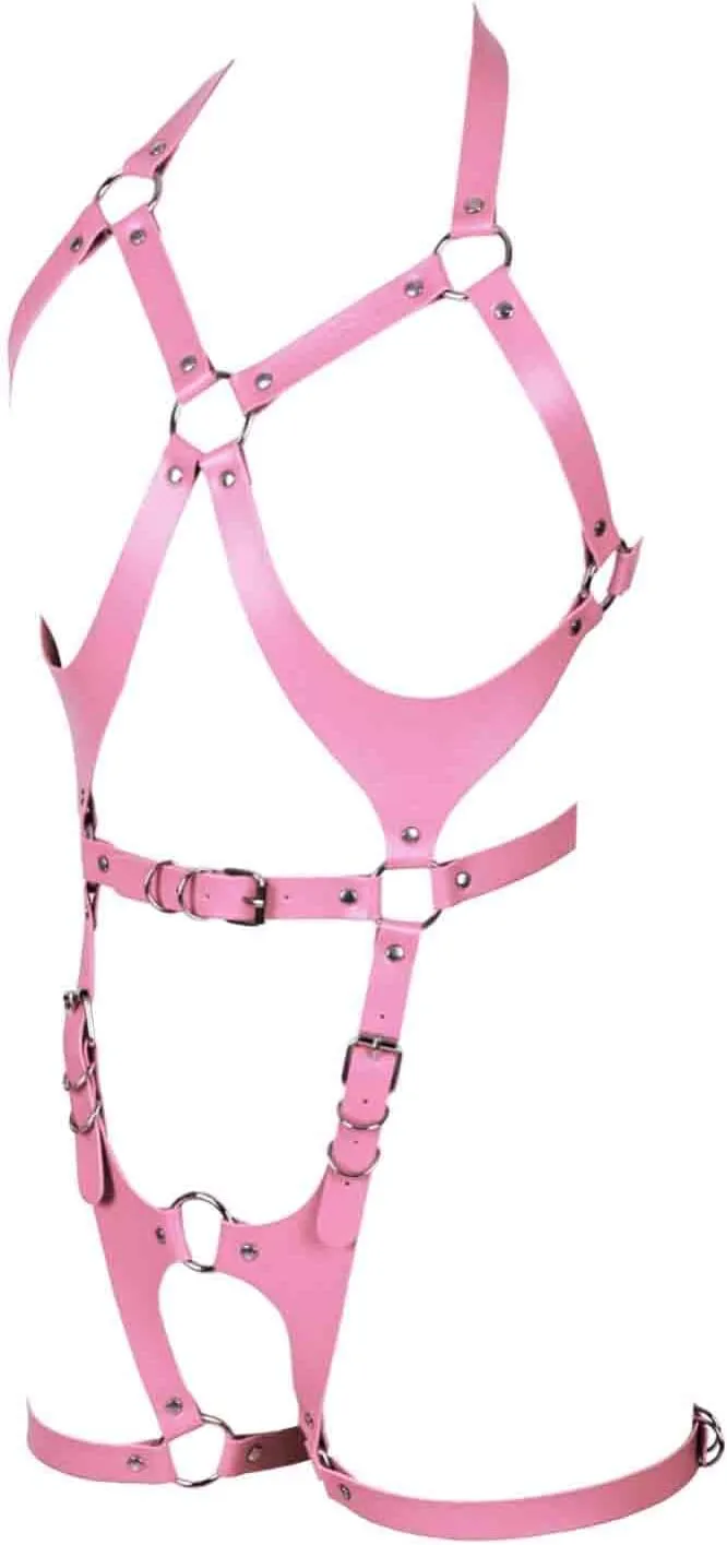 Women Punk Leather Body Harness Lingerie Leg Straps Chest Caged Belt Set Goth Punk Clothing