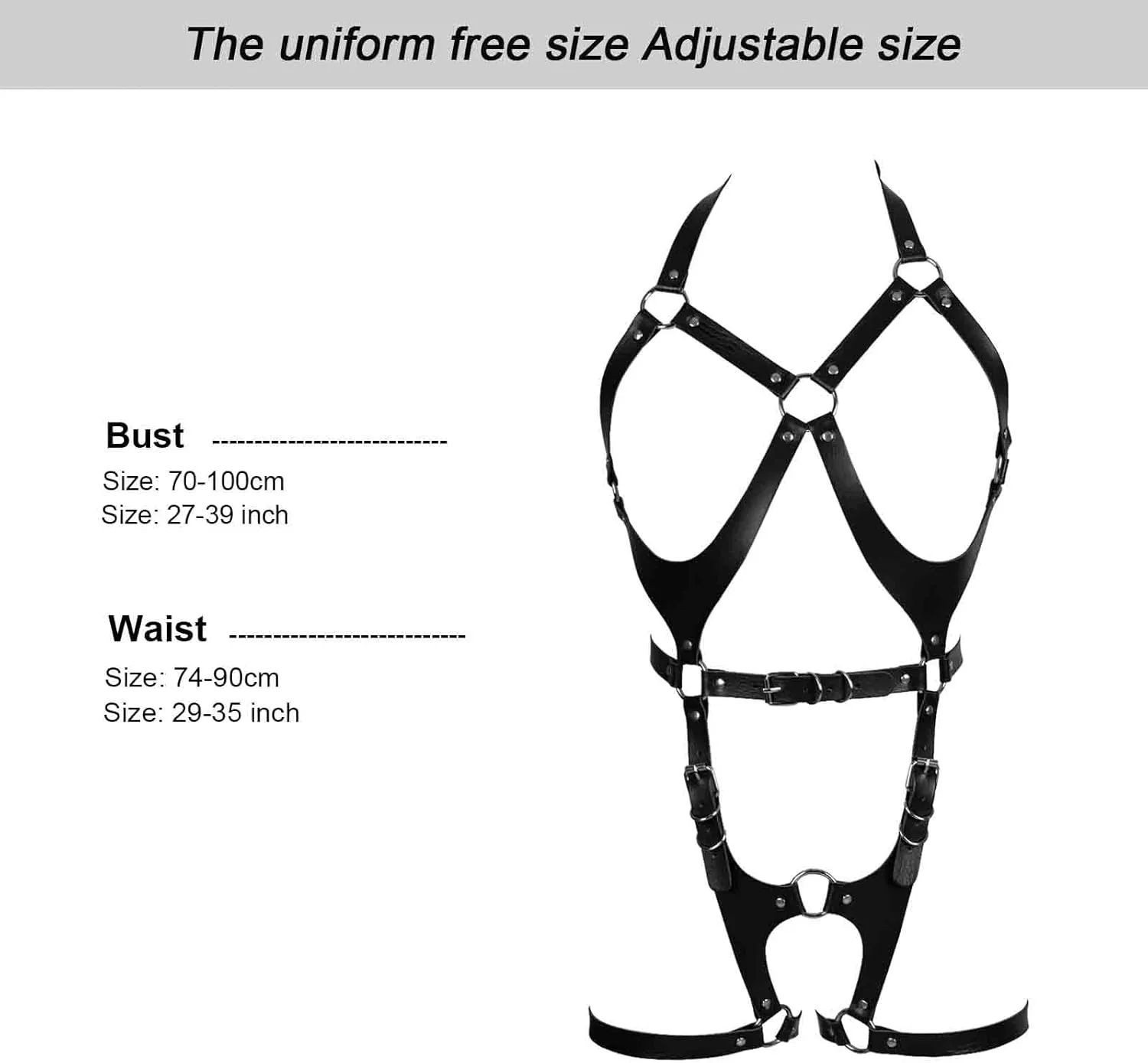 Women Punk Leather Body Harness Lingerie Leg Straps Chest Caged Belt Set Goth Punk Clothing