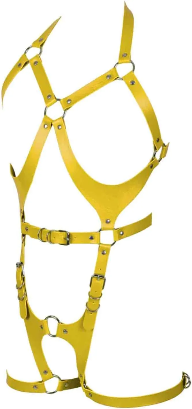 Women Punk Leather Body Harness Lingerie Leg Straps Chest Caged Belt Set Goth Punk Clothing