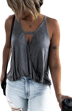 Women's Choker V-Neck Wrap Tank Tops