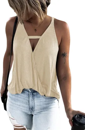 Women's Choker V-Neck Wrap Tank Tops