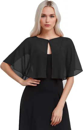 Women's Soft Chiffon Capelets Shawls and Wraps for Evening Wedding Cape Bole Cover Up