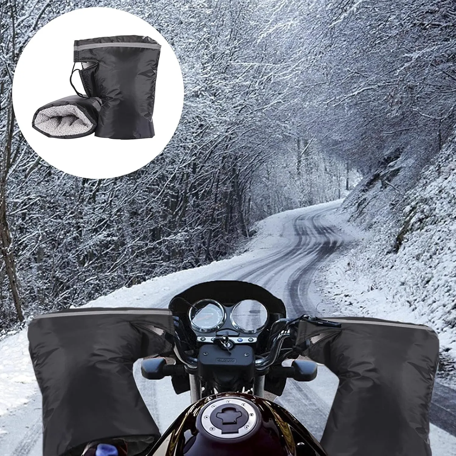 XGOPTS Universal Motorcycle Handlebar Gloves - Muffs ATV/Snowmobile/Scooter Handle Grip Gauntlets Winter Warmer Thermal Cover Gloves Wind and Waterproof Hands Warmer Mitts for Cold Weather