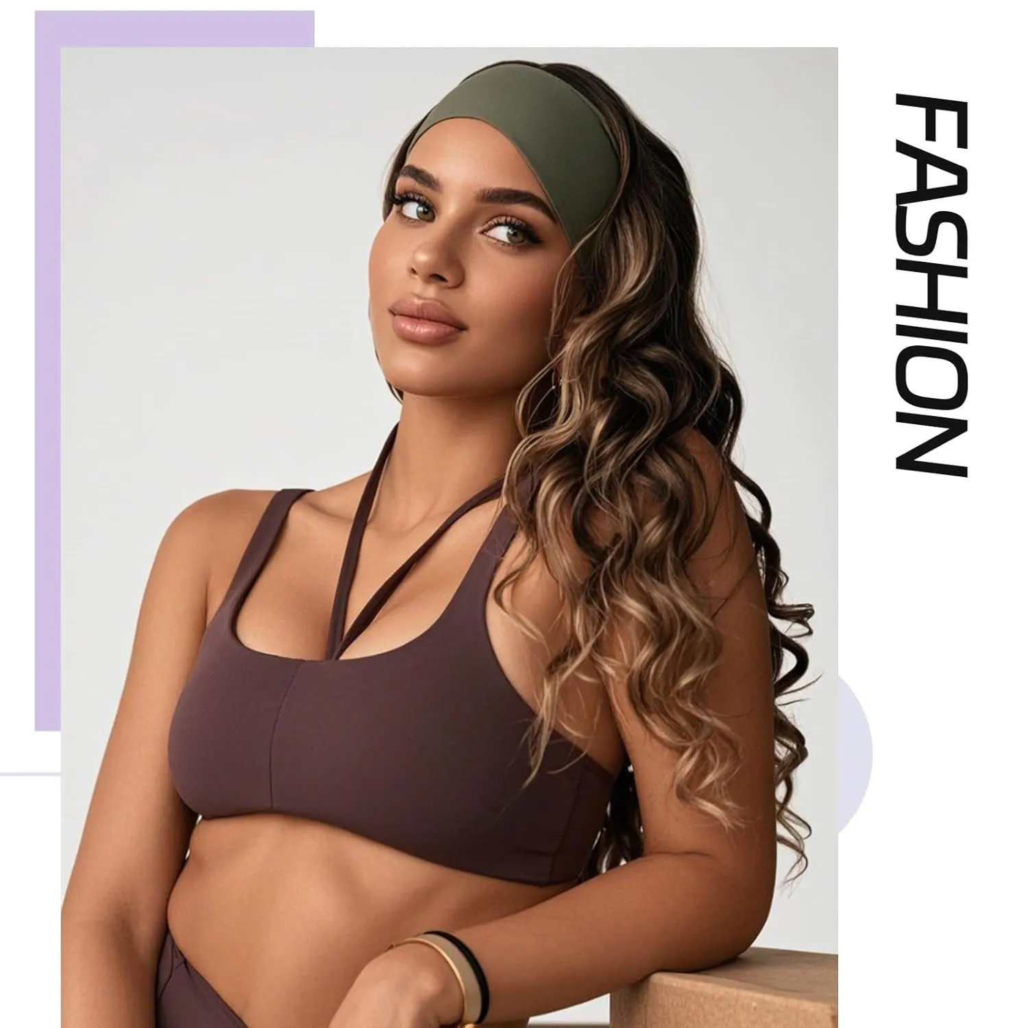 XTREND 6 Pcs Women Headbands African Fashion Wide Hair Wrap Boho Head Bands Sport Workout Stretch Non-slip Hairband Girls Accessories (Black, Army Green, Dark Grey, Red, Turmeric, Beige)
