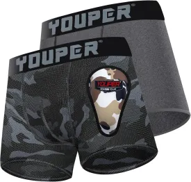 Youper 2 Pack Youth Brief with Soft Protective Athletic Cup, Youth Compression Underwear for Baseball & Football
