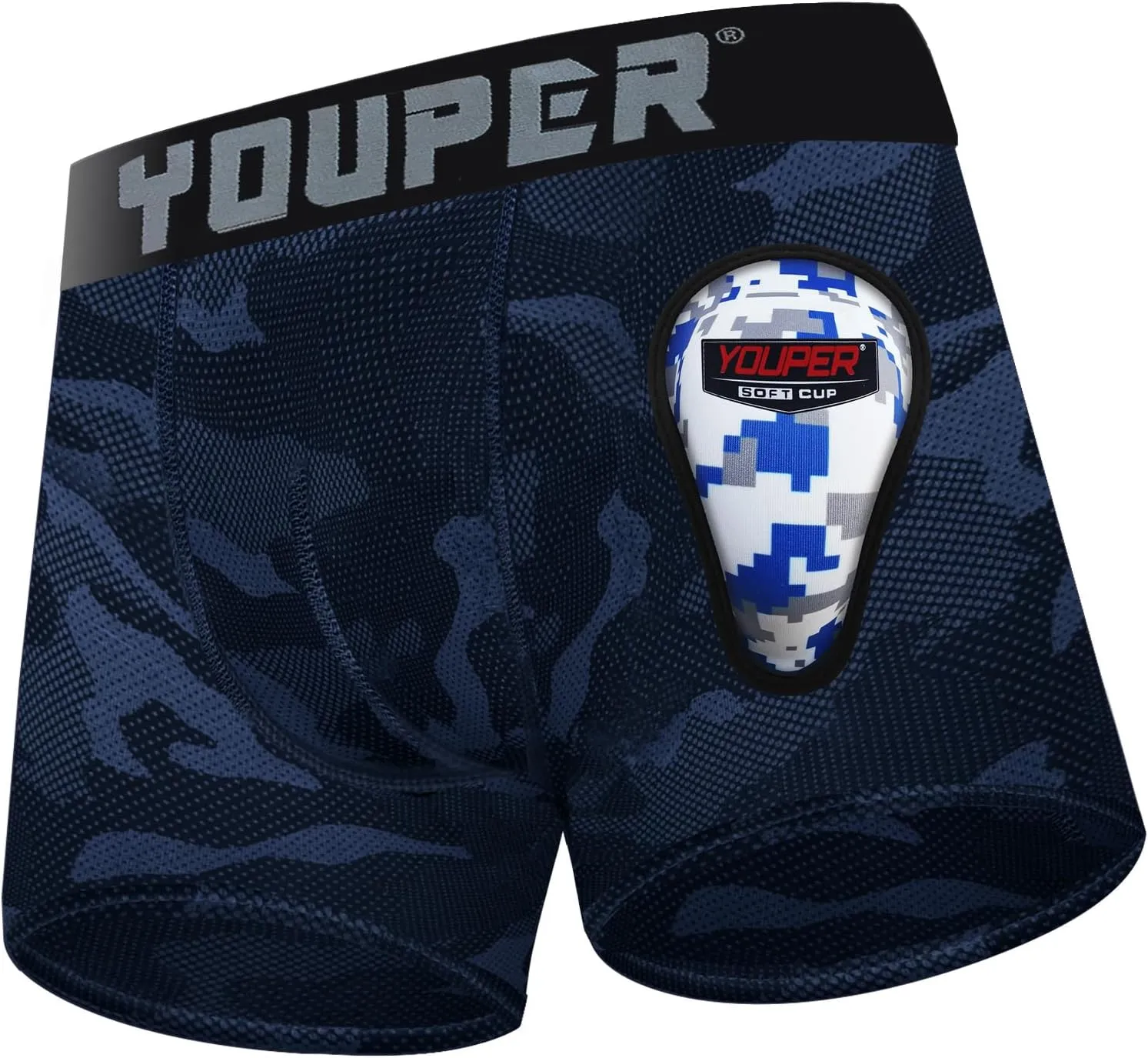 Youper Youth Elite Boxer Briefs w/Soft Athletic Cup, Boys Stretch Boxer Jock for Baseball & Football