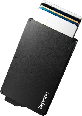 zepirion Pop Up Wallet, Slim Minimalist Credit Card Holder For Men RFID Blocking Mini Metal Case (Black)