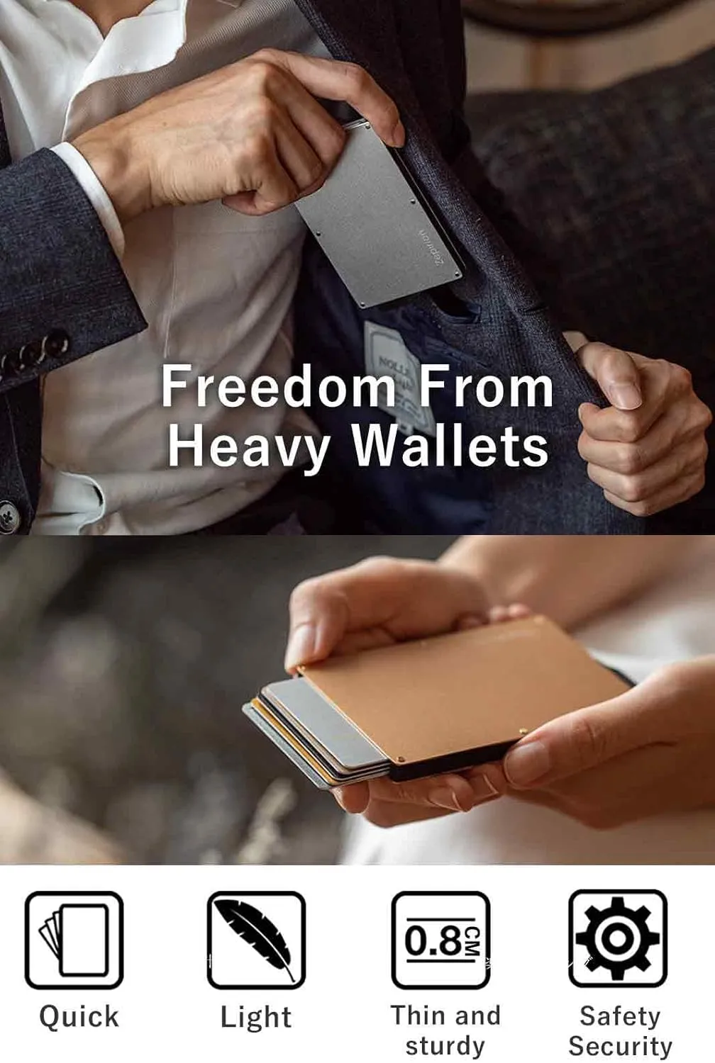 zepirion Pop Up Wallet, Slim Minimalist Credit Card Holder For Men RFID Blocking Mini Metal Case (Black)
