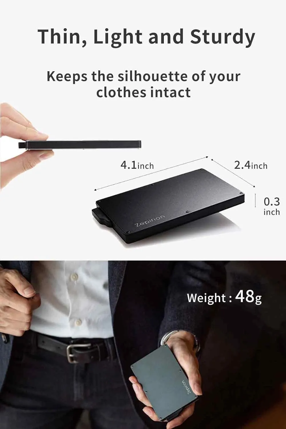 zepirion Pop Up Wallet, Slim Minimalist Credit Card Holder For Men RFID Blocking Mini Metal Case (Black)