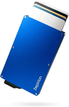 zepirion Pop Up Wallet, Slim Minimalist Credit Card Holder For Men RFID Blocking Mini Metal Case (Blue)