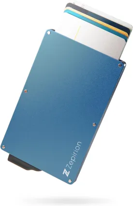 zepirion Pop Up Wallet, Slim Minimalist Credit Card Holder For Men RFID Blocking Mini Metal Case (Pacific Blue)