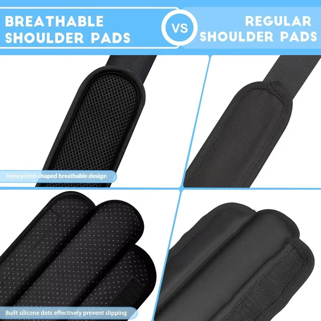 ZINZ 2-Pack Universal Shoulder Pad with Ultra thick Cushion for Bag Luggage Bag Crossbody, Plus Long & Anti-Slip & Breathable,Black-2Pack